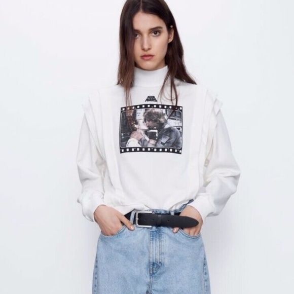 NEW Zara Star Wars Leia Han Solo Mock Neck Sweatshirt Small - Picture 10 of 17